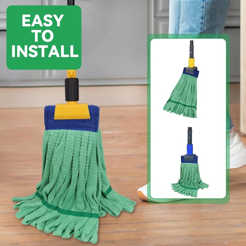 BeiLan Heavy Duty Commercial Mop Head Replacement for Rubbermaid: 3 Packs 14oz Microfiber Tube Lint Free Industrial Heavy Duty Mop Head for Floor Cleaning - Super Absorbent & Bleach-Safe (Green) - Image 5